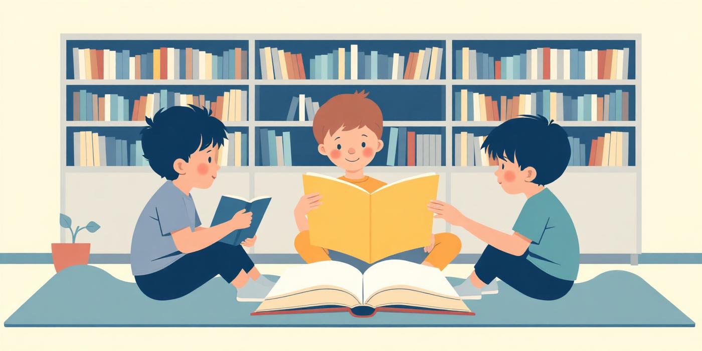 Children in the 6 – 8 years age group reading together