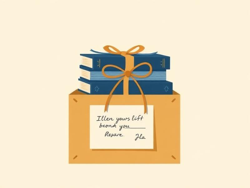 A kraft gift box of books with a hand-written note